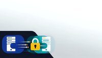 Cybersecurity concept with digital lock protecting data servers and documents on laptop screen for business technology presentations.