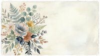 Watercolor floral arrangement with fern leaves, roses, and botanical elements on aged cream background. Vintage botanical illustration for wedding invitations, greeting cards, and design projects.