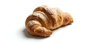Freshly baked croissant with golden, flaky layers isolated on white background, ready for bakery, food, and culinary design projects.