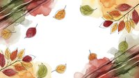 Watercolor autumn leaves frame with warm fall colors on white background for seasonal designs and decorations.