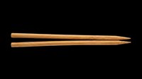 Pair of wooden chopsticks with pointed ends, isolated on transparent background, ready for design use on t-shirts, clipart, stickers, and print-on-demand products.
