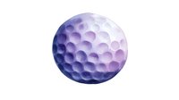 Watercolor golf ball with purple gradient effect on white background, isolated for sports design projects.