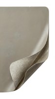 Beige paper sheet with curled corner revealing textured underside on white background for graphic design projects.