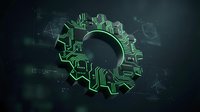 Digital brain with green circuit patterns on dark tech background for artificial intelligence and machine learning concepts.