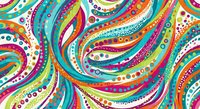 Vibrant abstract swirls with colorful flowing lines, dots and organic shapes creating dynamic movement for modern design projects.