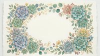 Succulent flowers and foliage frame a blank center space, ideal for wedding invitations, greeting cards, and botanical design projects.