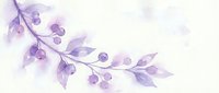 Delicate watercolor branch with purple berries and leaves on white background, soft pastel botanical art for cards, invitations, and decor.