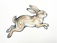 Jumping rabbit with tan and cream fur isolated on transparent background, ready for t-shirt design, clipart, stickers, sublimation and print-on-demand products.