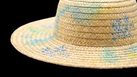 Straw sun hat with colorful embroidery details, isolated on transparent background. Great for summer fashion clipart, t-shirt design, print on demand, and sticker projects.