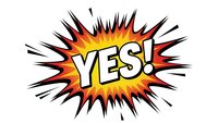 Comic book style explosion burst with YES text in bold letters on vibrant orange and red background with radiating black spikes for dynamic design projects.