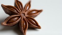 Star anise pod macro shot showing detailed texture and natural brown color against light background, aromatic spice used in cooking and traditional medicine.