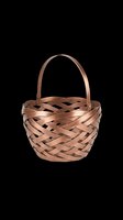 Copper woven basket with handle, isolated on transparent background. Ready for design use on t-shirts, clipart, stickers, print-on-demand products, and sublimation projects.
