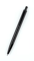 Black ballpoint pen isolated on white background for office supplies and stationery design projects.