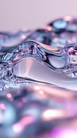 Abstract liquid wave formation in blue and pink metallic colors with smooth flowing curves and reflective surface creating dynamic motion effect.