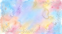 Pastel watercolor background with delicate floral ornaments and swirls in soft rainbow hues for wedding invitations, greeting cards and feminine designs.