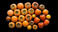Assorted fresh persimmons in various sizes and shades of orange and red, isolated on transparent background, ready for stickers, clipart, t-shirt design, and print on demand.