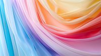 Smooth flowing curves in rainbow colors create dynamic abstract background with gentle gradient transitions from blue through purple to pink and orange tones.
