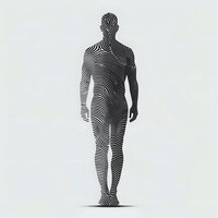 Silhouette of human figure covered with black and white wavy line pattern on light background, creating optical illusion effect for creative design projects.