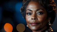 Professional African American woman with elegant makeup and jewelry against bokeh city lights background for business and lifestyle concepts.