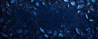 Mystical blue butterfly wings scattered on dark background with glowing sparkles and magical dust creating ethereal border frame composition.