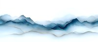 Translucent blue mountain silhouettes with gold line accents create layered misty landscape effect on white background, suitable for wall art and luxury design projects.