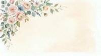 Watercolor floral arrangement with roses, eucalyptus and greenery in soft pastels on cream background, suitable for wedding invitations and greeting cards.