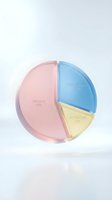 Colorful pie chart with three segments showing growth engagement and retention metrics on clean white background for business presentations.