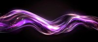 Glowing purple and white energy waves flow with sparkling particles against dark background, creating dynamic motion effect for modern design projects.