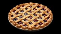 Homemade berry pie with golden lattice crust isolated on transparent background, ready for bakery designs, food packaging, recipe blogs, print-on-demand products, and culinary graphics.