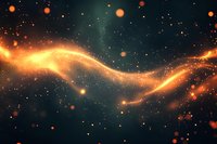 Glowing golden wave with particles and light effects on dark background creates magical atmosphere for festive designs and abstract compositions.