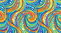 Vibrant swirling pattern with colorful spirals and dots on seamless background. Perfect for textile design, wrapping paper, and creative projects.