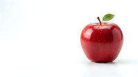 Fresh red apple with green leaf isolated on white background for healthy eating and nutrition concepts.