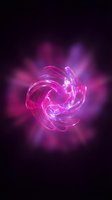 Glowing neon pink and purple swirling energy orb with luminous light trails on dark background, suitable for sci-fi, technology, and digital design projects.