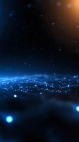 Abstract network connections with glowing blue nodes on dark background, featuring luminous dots and geometric lines forming digital landscape. Futuristic technology concept.