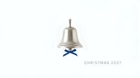 Silver bell with blue bow isolated on white background, ready for holiday greeting cards, festive designs, and seasonal marketing materials.