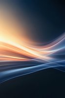 Flowing abstract waves in orange and blue create dynamic intersecting curves against dark background, suggesting motion and energy for modern design projects.
