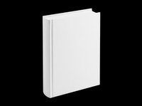 Blank white hardcover book mockup isolated on transparent background, ready for design use in stickers, print on demand, clipart, and t-shirt design.