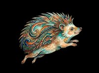 Ornate hedgehog with colorful floral mandala spines, isolated on transparent background, ready for t-shirt design, stickers, sublimation, and print on demand.