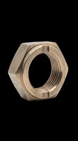 Brass hex nut with threaded interior isolated on transparent background, ready for stickers, print on demand, T-shirt design, clipart, and sublimation projects.