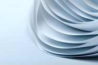 Stacked white ceramic plates creating curved layers and soft shadows in minimalist composition against light blue background, suitable for culinary designs.