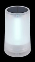 Solar-powered LED lantern with frosted cylindrical design, isolated on transparent background. Ready for clipart, print-on-demand products, and design projects.