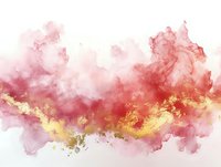 Abstract watercolor art with flowing red and pink tones accented by gold metallic details on white background, creating an elegant decorative element for luxury design projects.