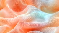 Soft coral and mint abstract waves with dotted texture create flowing organic pattern. Gentle gradient background with delicate stippled surface design.