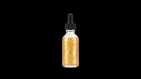 Amber glass dropper bottle filled with golden liquid serum or essential oil, isolated on transparent background. Ready for cosmetics, skincare, wellness, and beauty product design use including packaging mockups, labels, and print-on-demand applications.