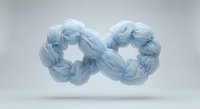 Blue smoke infinity symbol floating on white background representing endless possibilities and eternal concepts for creative design projects.