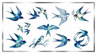 Watercolor flying birds collection in blue and teal tones, isolated on transparent background. Ready for t-shirt designs, clipart, stickers, sublimation, print-on-demand products and digital crafts.