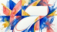 Abstract watercolor number seven with vibrant blue, pink and yellow paint splashes on white background for creative design projects.
