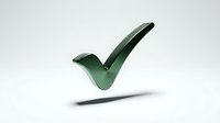 Checkmark symbol in green metallic finish isolated on white background, suitable for web design, applications, and marketing materials.