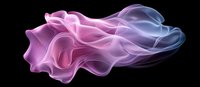 Ethereal flowing smoke in pink and blue gradient colors against black background creates mystical abstract art composition for creative design projects.