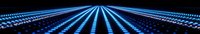 Futuristic blue light trails creating a dynamic perspective on black background, technology concept for digital design.